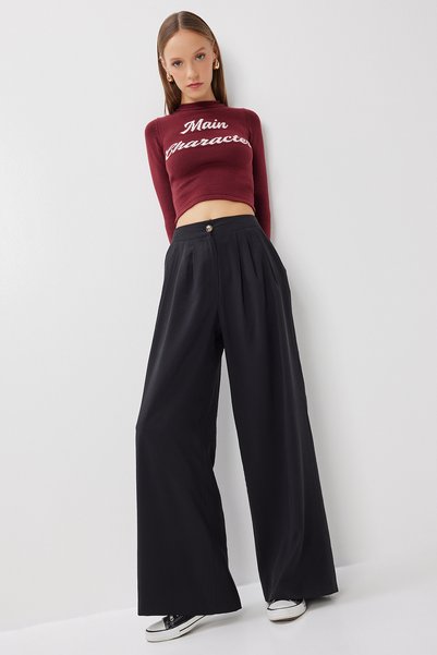 Winter Modal Palazzo Pants with Pockets Lfh0013 Black