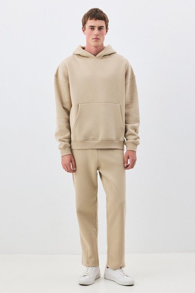 Men's Premium Hooded Pocket Detailed Tracksuit Set Stone 2033
