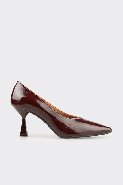 Claret Red Leather Women's Stiletto