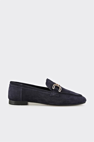 Navy Blue Leather Women's Loafer