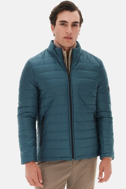 Ds Damat Slim Fit Green Windproof Fiber Filled Inflatable Jacket