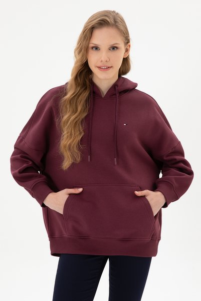 Women's Burgundy Hooded Sweatshirt 50313567-Vr177