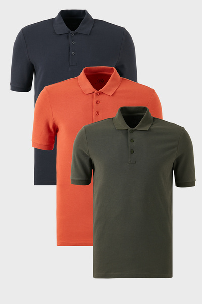 Cotton Regular Fit Buttoned Polo Neck 3 Pack t Shirts Men's t Shirt 5902127 S3