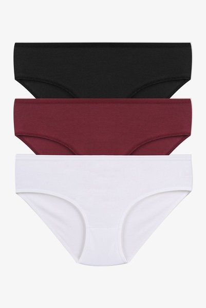 3-Piece Patterned Cotton High Waist Bato