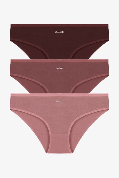 3-Piece Patterned Cotton High Waist Bato