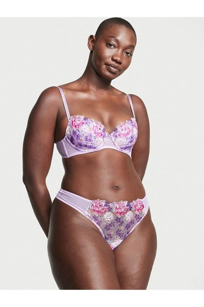 Floral Embroidered Thong