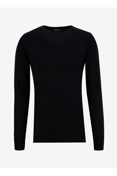 Polo Neck Relaxed Plain Black Men's Sweater Pbf5Wm-Kzk 5049