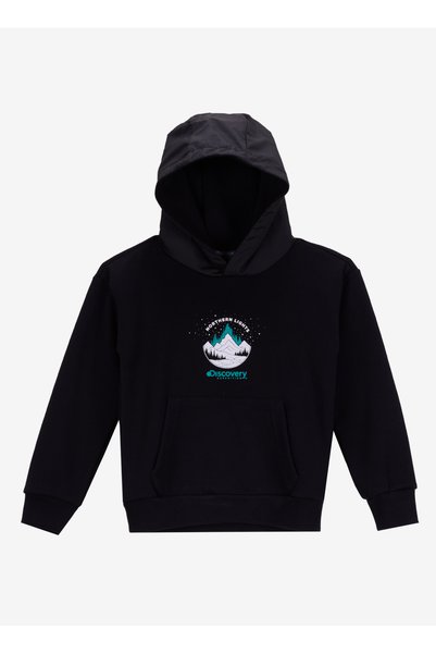Printed Boy's Black Sweatshirt D5Wb-Swt3012
