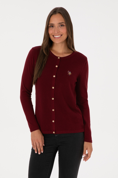 Women's Burgundy Basic Knitwear Cardigan 50307737-Vr014