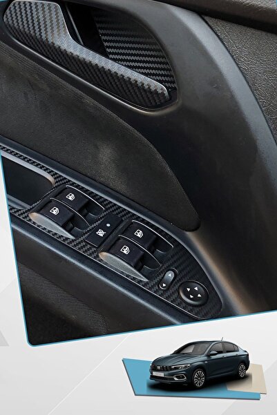 Комплет за обложување на внатрешни лајсни компатибилен со Fiat Egea - мат карбон црна