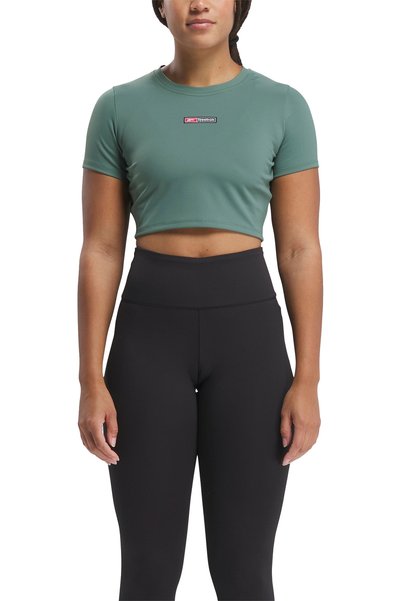 Lux Bold Crop Women's Green Round Neck T-Shirt