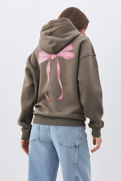 Women's Bow Ribbon Sweatshirt Anthracite