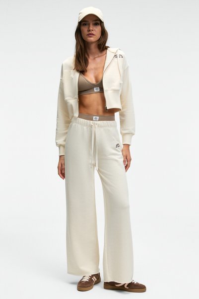 Morvella women's embroidered regular fit ecru sweatpants