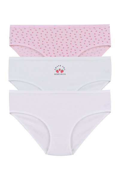 3-Piece Patterned Cotton High Waist Bato