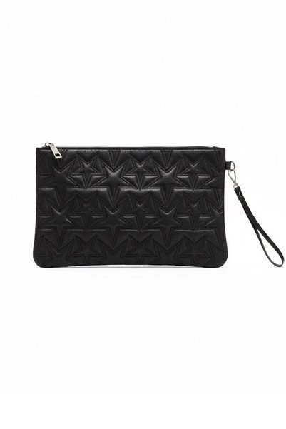 Star Patterned Black Portfolio Bag Handbag and Wallet with Strap