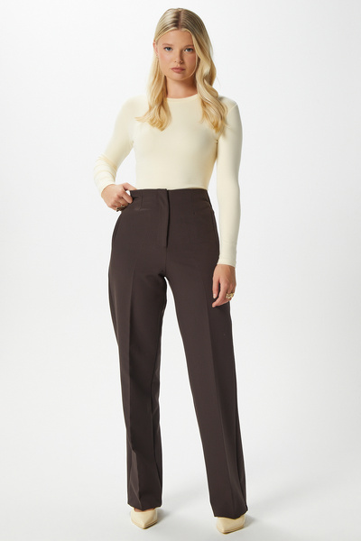 Women's Glen Tok Textured Ribbed Crochet Brown Palazzo Pants 2001