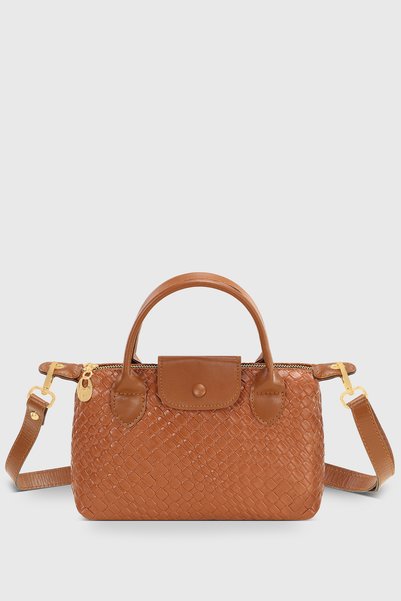 Tan Knitted Bag Versatile Pu Leather Shoulder Strap Bag 273