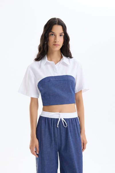 Shirt Matching Jeans Look Blouse Indigo