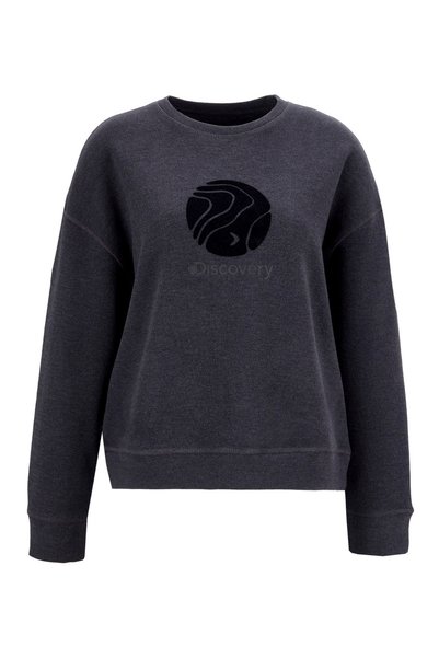 D5Wl-Swt3596 Anthracite Melange Crew Neck Relaxed Plain Women's Sweatshirt