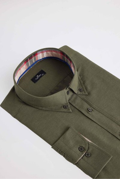 Plus Size Button-Down Collar Poplin Cotton Easy-Iron Oxford Men's Shirt