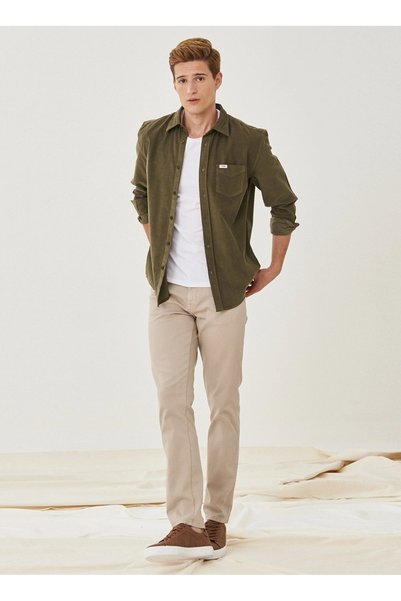 Normal Bel Slim Fit Beige Men's Chino Pants Texas Slim Pants