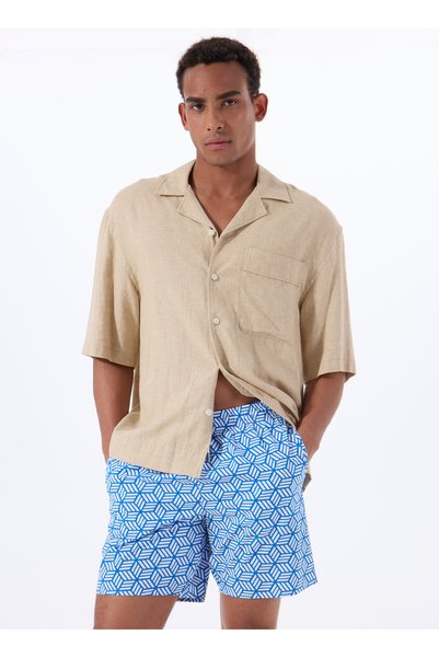 Blue Men's Printed Shorts Swimwear F5Sm-Myo05
