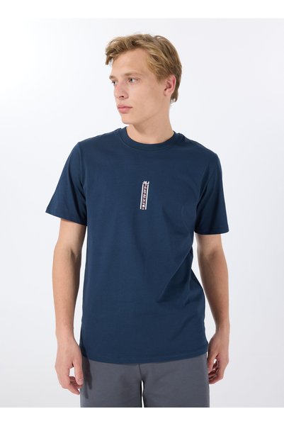 Crew Neck Navy Blue Men's T-Shirt 12288527_Jcoair Tee Ss Crew Neck Bs