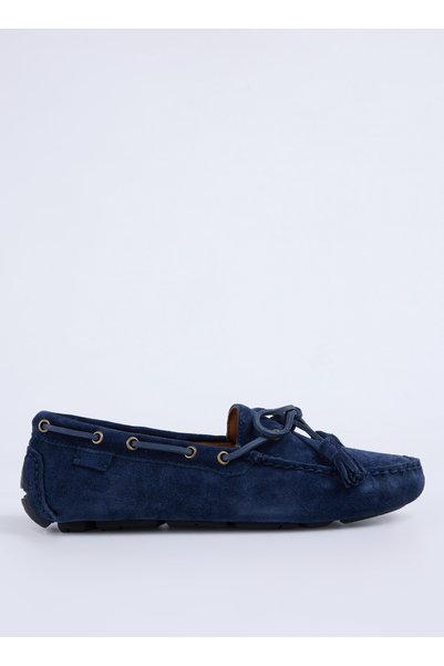 Leather Navy Blue Men's Casual Shoes Anders Tie