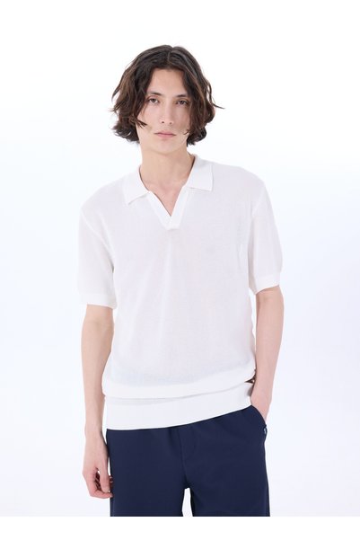 Ecru Men's Relaxed Openwork Sweater J5Sm-Kzk7214