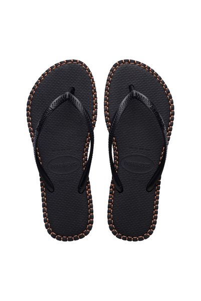 Slim Flatform Loop Black Women's Flip Flops