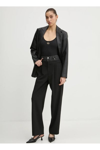 Jeans High Waist Straight Leg Regular Black Women's Denim Trousers A1W10061