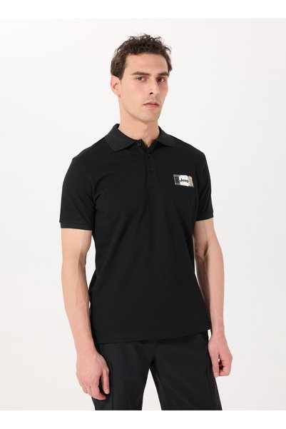 Printed Black Men's Polo T-Shirt J5SM-TST7364