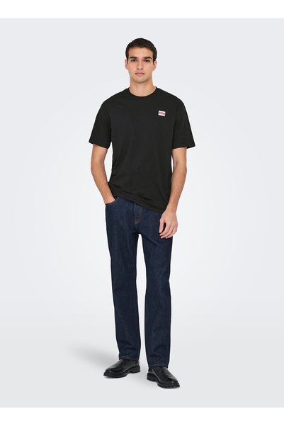 O Neck Printed Black Men's T-Shirt Onsarch Logo Reg Ss Tee Cs