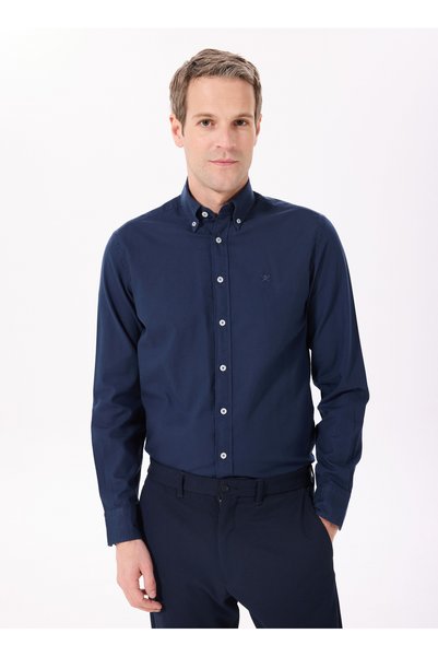 Slim Fit Shirt Collar Navy Blue Men's Shirt Hm3010028