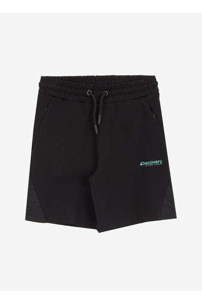 Elastic Waist Relaxed Black Boy Shorts D5Sb-Sht3290