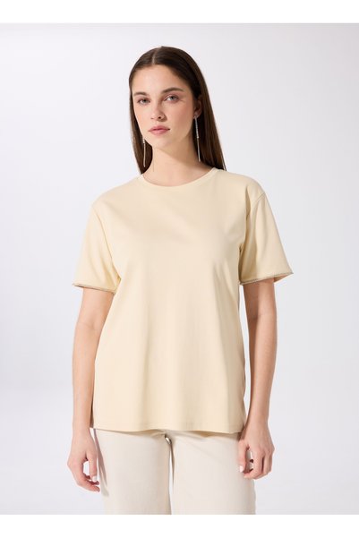Beige Women's Relaxed Stone T-Shirt Fc5Sl-Tst0217
