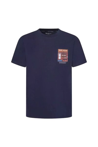 Crew Neck Navy Blue Men's T-Shirt Pm509637-594 Aenys