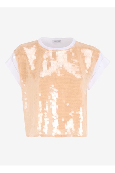 Round Neck White Women's T-Shirt 8M1631
