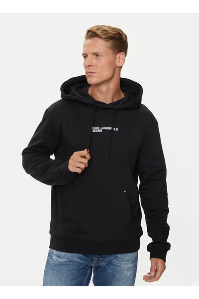 Jeans Hooded Collar Black Men's Sweatshirt 246D1805_KLJ REGULAR KARL HOODIE