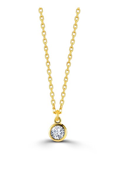 14K Gold Plated Solitaire Necklace over Sterling Silver
