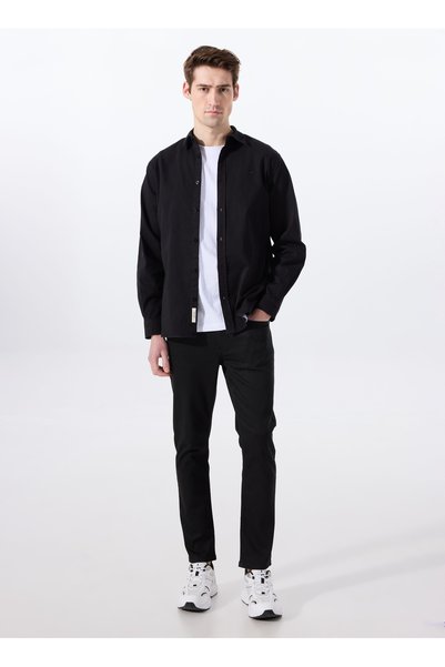 Normal Waist Slim Fit Black Men's Denim Trousers Vegas Slim - 1303