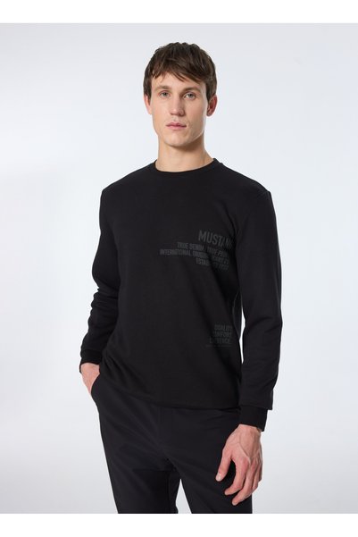 Crew Neck Black Men's Sweatshirt M4Wm-Swt-1531