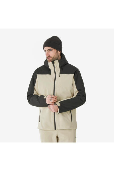 Wedze Men's Ski/Snowboard Jacket - Beige/Black - 500