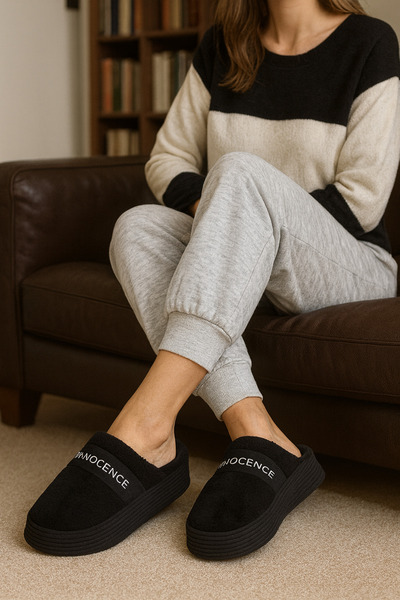 Black Women's Velvet Gondola Slippers Byndkdf03
