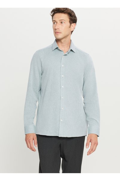 Tailored Fit Classic Collar Dark Green Men's Shirt Ace020261603_Kyl