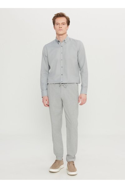 Tie-Waist Regular Leg Jogger Gray Men's Pants Ace001261525_Gri