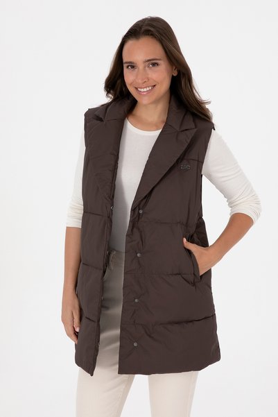 Women's Dark Brown Vest 50308605-Vr084