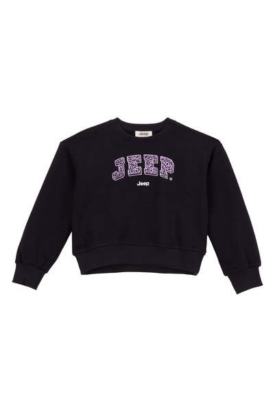 Printed Girl's Black Sweatshirt J5Wg-Swt7552