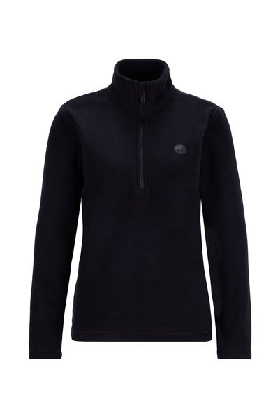 D5Wl-Swt3302 Black Zippered Collar Basic Plain Women's Fleece Sweatshirt
