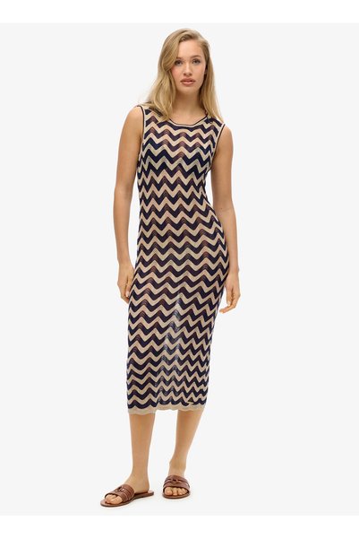 Halter Neck Navy Blue Long Women's Dress W8011848A